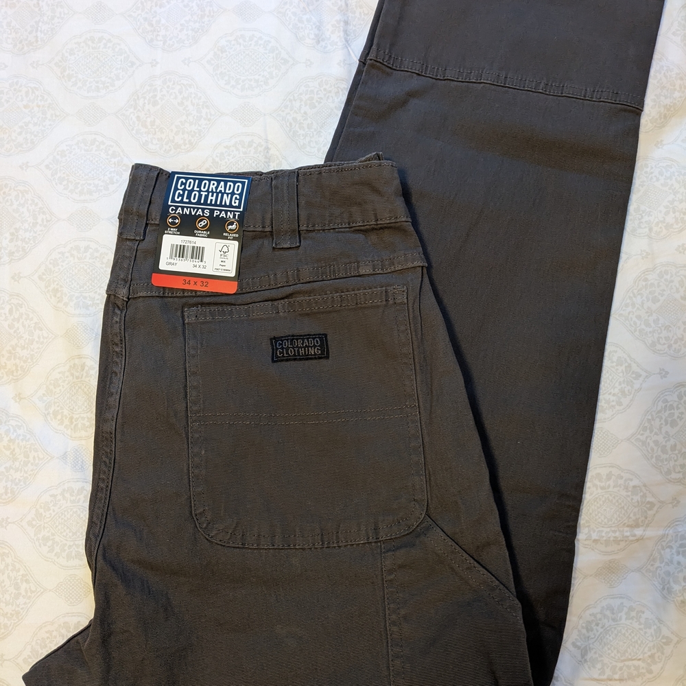 NWT 34x32 Men's Canvas Pants - Dark Gray